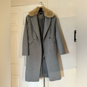Topshop Monica Faux Fur Collar Coat